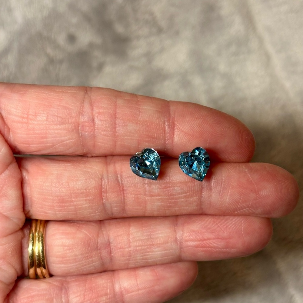 SOLD - FREE WITH PURCHASE Aquamarine Heart Post Earrings (Option 5 SOLD)